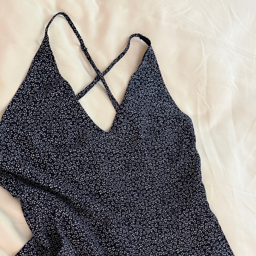 Chic Navy Patterned Jumpsuit - image 4